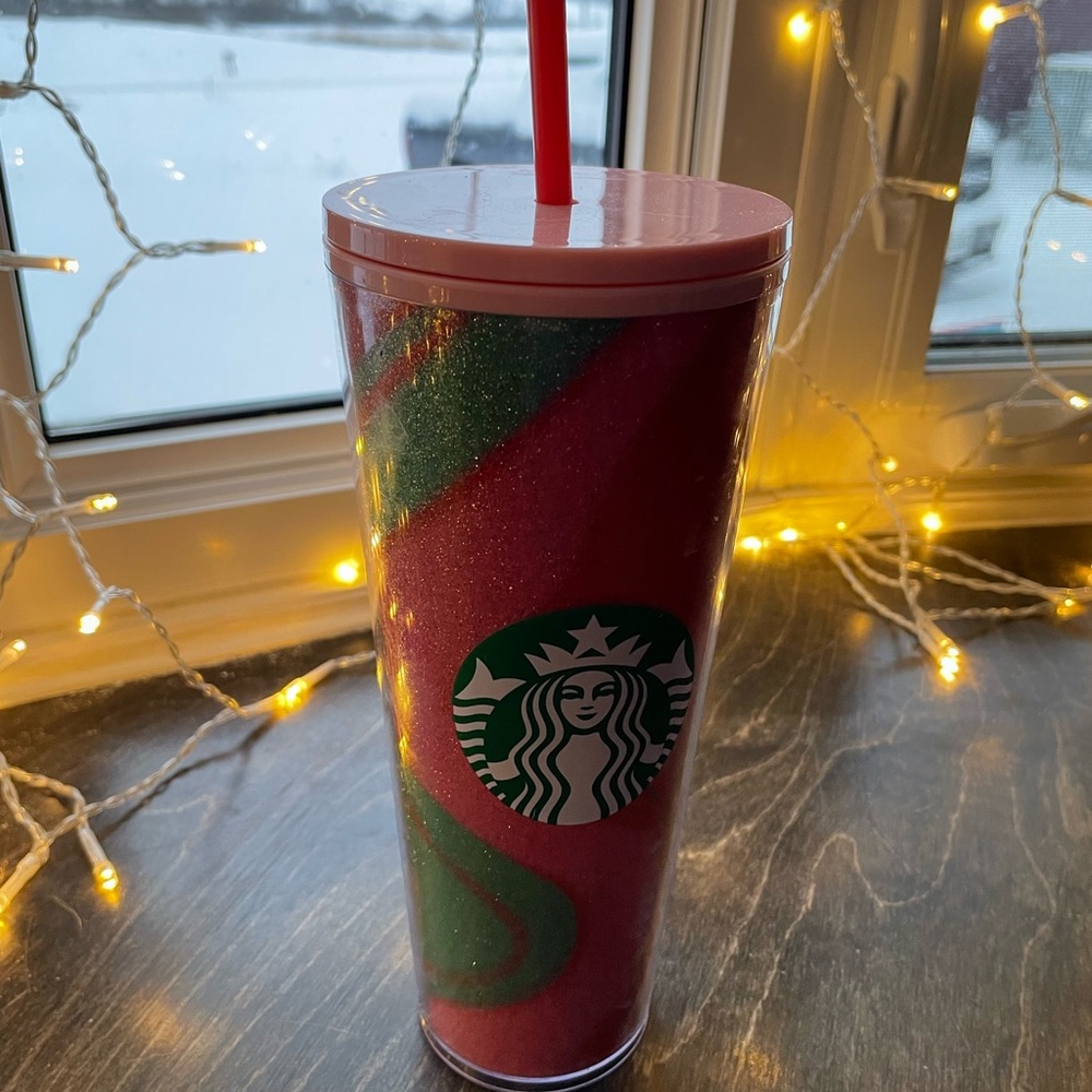 Starbucks Holiday Glitter Swirl Cold Cup Tumble